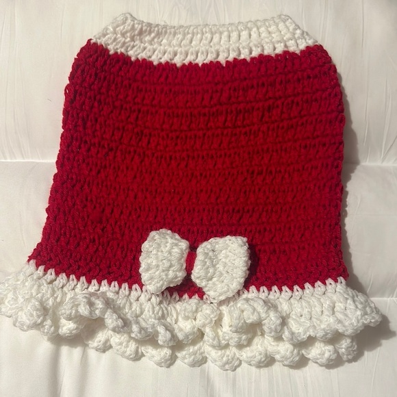 Hand crafted Crochet pets dress Skirt with Bow - Picture 1 of 5